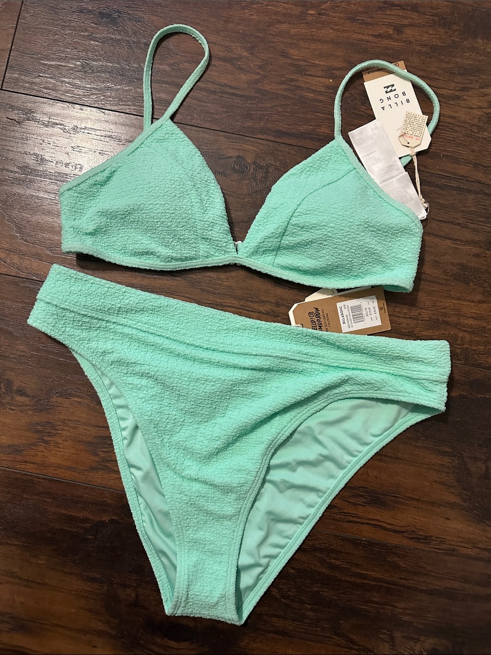 Billabong Seafoam Green Textured Triangle Bikini